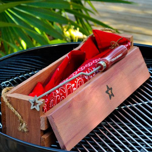 Lone Star BBQ Branding Iron w/ Cedar Gift Box