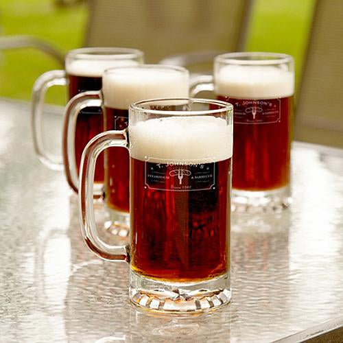 Personalized Beer Mugs - Set of 4 - Etched