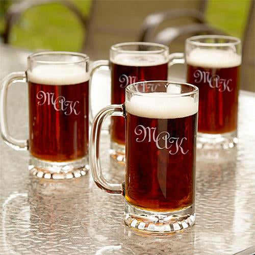 Personalized Beer Mugs - Set of 4 (Monogrammed)