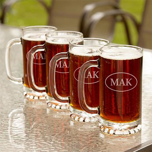 Personalized Beer Mugs - Set of 4 (Monogrammed)