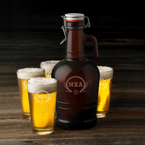 Personalized Growler and Pint Glass Set