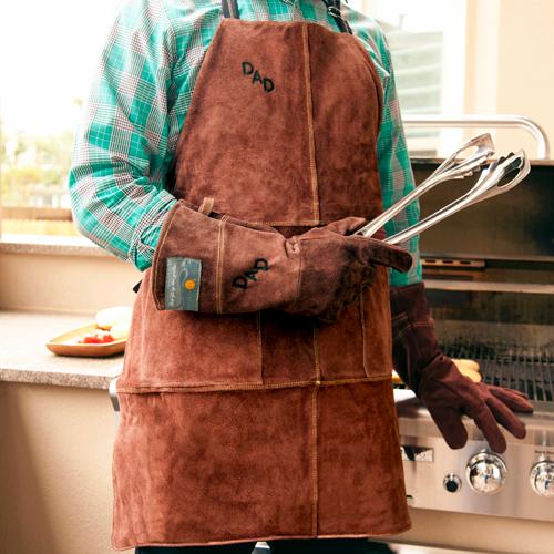 Personalized Leather Apron & Gloves Set (Branded)