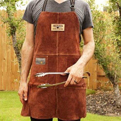 Personalized Leather BBQ Grilling Apron - Etched