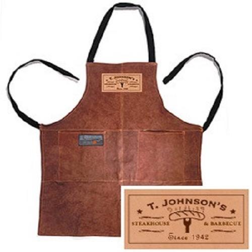Personalized Leather BBQ Grilling Apron - Etched