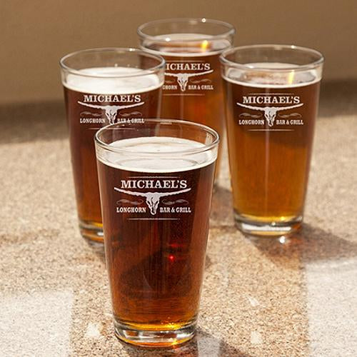 Personalized Pint Glasses - Set of 4 - Etched