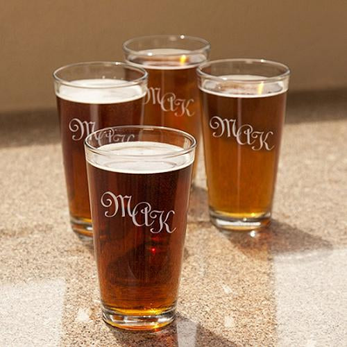 Personalized Pint Glasses - Set of 4 (Monogrammed)
