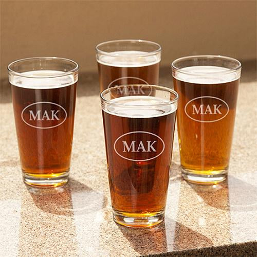 Personalized Pint Glasses - Set of 4 (Monogrammed)