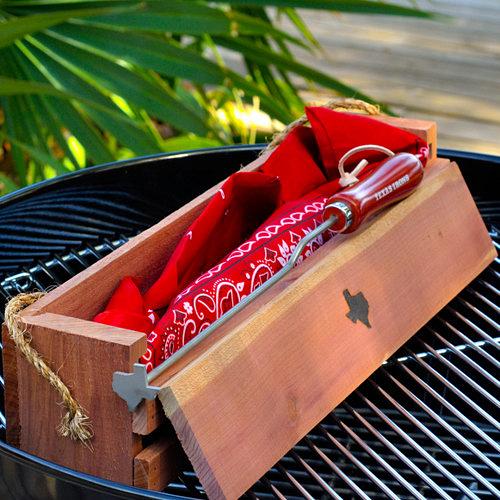 State of Texas BBQ Branding Iron with Cedar Gift Box